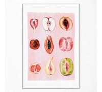 ogyormpi Funky Pink Poster, Colorful Sliced Feminine Fruit Picture, Food Wall Art Canvas Print, Fruity Sliced Painting, Woman Body Positivity Art Print, Bathroom Wall Art 16x24in Unframed