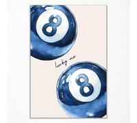 ogyormpi Vintage 8 Ball Poster, Blue Lucky Me 8 Ball Wall Art, Retro Maximalist Aesthetic Apartment Wall Decor, Trendy Blue White Print Canvas, Preppy Girly Dorm Bedroom Picture 12x16in Unframed