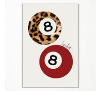 ogyormpi Vintage 8 Ball Poster, Cool Leopard Print 8 Ball Lucky Girl Wall Art, Funky Y2K Aesthetic Apartment Canvas Wall Decor, Cherry Red Girly Coquette Dorm Bedroom Picture 16x24in Unframed