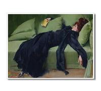 ogyormpi Vintage Classic After The Dance Aesthetic Poster, Roman Casas Young Woman On Green Sofa Canvas Wall Art, Antique Famous Victorian Female Oil Print Painting, Moody Wall Decor 16x24in Unframed