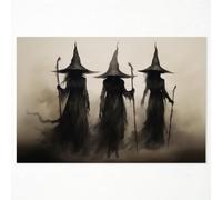 ogyormpi Vintage Halloween Canvas Wall Art, Victorian Ashland Witch Poster, Vintage Witch Halloween Rustic Wall Decor, Witches Portrait Painting 12x16in Unframed