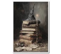 ogyormpi Vintage Halloween Wall Art, Witchy Spells Halloween Pictures, Dark Academia Victorian Gothic Decor, 12x16in Unframed Print