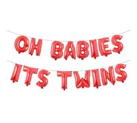 OH BABIES ITS TWINS Balloon Multicolor for Twins Baby Shower Decorations and Supplies, Twins Gender Reveal Party Foil Letters Balloons Banner (OH BABIES ITS TWINS Red)
