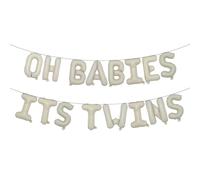 OH BABIES ITS TWINS Balloon Multicolor for Twins Baby Shower Decorations and Supplies, Twins Gender Reveal Party Foil Letters Balloons Banner (OH BABIES ITS TWINS Cream)
