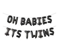 OH BABIES ITS TWINS Balloon Multicolor for Twins Baby Shower Decorations and Supplies, Twins Gender Reveal Party Foil Letters Balloons Banner (OH BABIES ITS TWINS Black)
