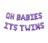 OH BABIES ITS TWINS Balloon Multicolor for Twins Baby Shower Decorations and Supplies, Twins Gender Reveal Party Foil Letters Balloons Banner (OH BABIES ITS TWINS Purple)