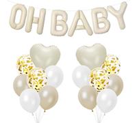 Oh Baby Balloon, Cream White OH Baby Letter Foil Balloon, Baby Shower Decoration, Baby Shower Decoration, Beige Balloon Heart Balloon, Baby Decoration for Boy Girl Shower, Gender Reveal Baby Shower