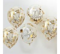 Oh Baby Balloons! Printed Gold Confetti Balloons x 5 Oh Baby Shower Range