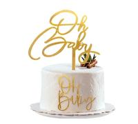 Oh Baby Cake Topper, 2PCS Baby Shower Cake Toppers Acrylic Gold Baby Cake Topper for Boy Girl Birthday Baby Shower Cake Decoration