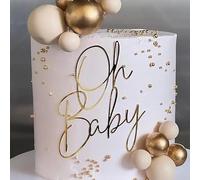 "Oh Baby"Cake Topper, Baby Shower Cake Topper, Gold Mirror Acrylic Happy Decoration Plugin for Baby Shower/Baby Birthday Party/Baby Gender Reveal Party Photo Booth Props