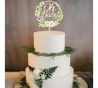 Oh Baby Cake Topper Wood Baby Shower Cake Topper Gender Reveal Boy Girl Cake Decorations for Boho Rustic Theme Gender Neutral Party Baby Booth Props Party Photo (Green)