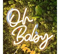 Oh Baby Neon Signs for Wall Decor USB Powered Oh Baby LED Sign for Baby Shower Decor Birthday Party Gender Reveal Christening Day Decor Baby Sign for 1st Birthday Backdrop