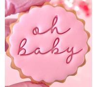 Oh Baby Shower Fondant Stamp Embosser Biscuits Cookies fits m&s Biscuits Baby Girl ot boy Party Decoration Reusable Marks and Spencers Free Matching Cutter