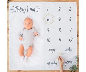 OH BABY Shower MILESTONE BLANKET Boy Girl Gold Foiled Classy Christening Party