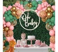 Oh BABY Wooden Circle Sign, Nursery Wall Decor, Baby Shower Backdrop, Gender Reveal Boy Girl Backdrop Decorations& Welcome Baby Party Decor,Newborn Announce Pregnancy Birthday Party Decorations