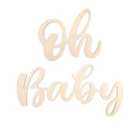 Oh Baby Wooden Sign for Backdrop, Wood Baby Shower Sign Cute Oh Baby Banner Decal Photo Props for Gender Reveal Party Baby Shower Decorations Boy Girls (Light Yellow)