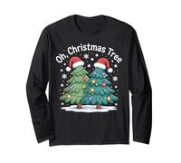Oh Christmas Tree Cute Kawaii Santa Hat Funny Holiday Family Long Sleeve T-Shirt