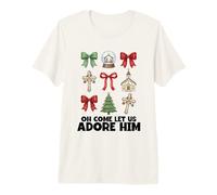 Oh Come Let Us Adore Him Christian Christmas Nativity Premium T-Shirt