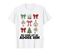Oh Come Let Us Adore Him Christian Christmas Nativity T-Shirt