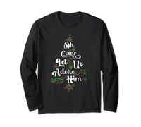 Oh Come Let Us Adore Him Jesus Family Christian Christmas Long Sleeve T-Shirt
