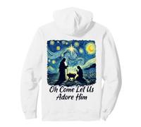 Oh Come Let Us Adore Him Nativity Night Worship Art Pullover Hoodie