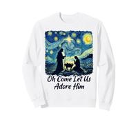 Oh Come Let Us Adore Him Nativity Night Worship Art Sweatshirt