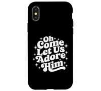 Oh Come Let Us Adore Him Retro Christmas Holiday Case for iPhone X/XS