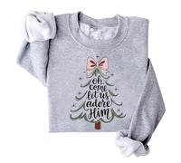 Oh Come Let Us Adore Him Sweatshirt Christian Christmas Sweatshirt Christmas Tree Sweatshirts Oh Come Let Us Adore Him Shirt Christmas Tree Shirt Xmas Tree Tshirt Grey