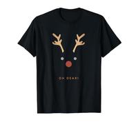 Oh Dear!, Christmas, Deer, new Year, Happy, Fun, Red Horn Value Graphic T-Shirt, Men, Black, XL