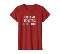 OH Dear, How SAD, Never Mind - Grunge I Don't Care Graphic T-Shirt, Women, Cranberry Red, X-Small