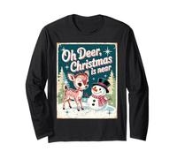 Oh Deer Christmas Near Winter Holiday Cute Festive Xmas Long Sleeve T-Shirt