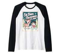 Oh Deer Christmas Near Winter Holiday Cute Festive Xmas Raglan Baseball Tee