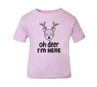 Oh Deer I'm here (Nordic Style) Statement [BBY5] Short Sleeve Cotton Toddler t Shirt, 1-2 Years, Pastel Pink