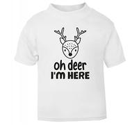 Oh Deer I'm here (Nordic Style) Statement [BBY5] Short Sleeve Cotton Toddler t Shirt, 1-2 Years, White