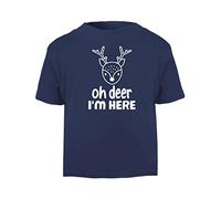 Oh Deer I'm here (Nordic Style) Statement [BBY5] Short Sleeve Cotton Toddler t Shirt, 3-4 Years, Navy