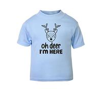 Oh Deer I'm here (Nordic Style) Statement [BBY5] Short Sleeve Cotton Toddler t Shirt, 3-4 Years, Pastel Blue