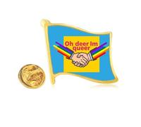 Oh Deer Im Queer Art Deco Fashion Golden Metal Flag Lapel Pin Badge