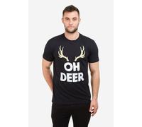 Oh Deer Mens Christmas T-Shirt Game On Black XXL