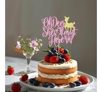 Oh Deer She's Almost Here Cake Topper, Oh Deer Baby Shower Girl's Happy 1st Birthday Cake Decorations, Deer Doe Pregnancy Gender Reveal Themed Party Supplies for Baby Girl