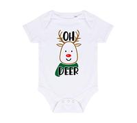 Oh Deer Style 1 Scarf Baby Grow Vest, 0-3 Months, White