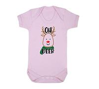 Oh Deer Style 1 Scarf Baby Grow Vest, 6-12 Months, Pastel Pink