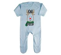 Oh Deer Style 1 Scarf Baby Romper Jumpsuit with feet, 0-3 Months, Pastel Blue