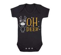 Oh Deer Style 2 Metallic Reindeer Baby Grow Vest, 6-12 Months, Black