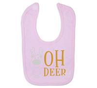 Oh Deer Style 2 Metallic Reindeer Cotton Baby bib - Pastel Pink