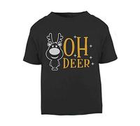 Oh Deer Style 2 Metallic Reindeer Short Sleeve Cotton Kids t Shirt, 2-3 Years, Black