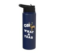 Oh Deer What A Year Funny Past Year Graphic Novelty Stainless Steel Insulated Water Bottle