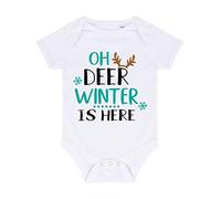 Oh Deer Winter is here Style 3 Baby Grow Vest, 3-6 Months, White