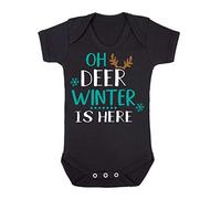 Oh Deer Winter is here Style 3 Baby Grow Vest, 6-12 Months, Black