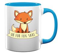 Oh for Fox Sake Funny Cute Ceramic Tea Coffee Mug Light Blue
