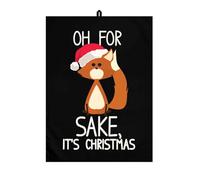 Oh for Fox Sake It's Christmas Black Tea Towel